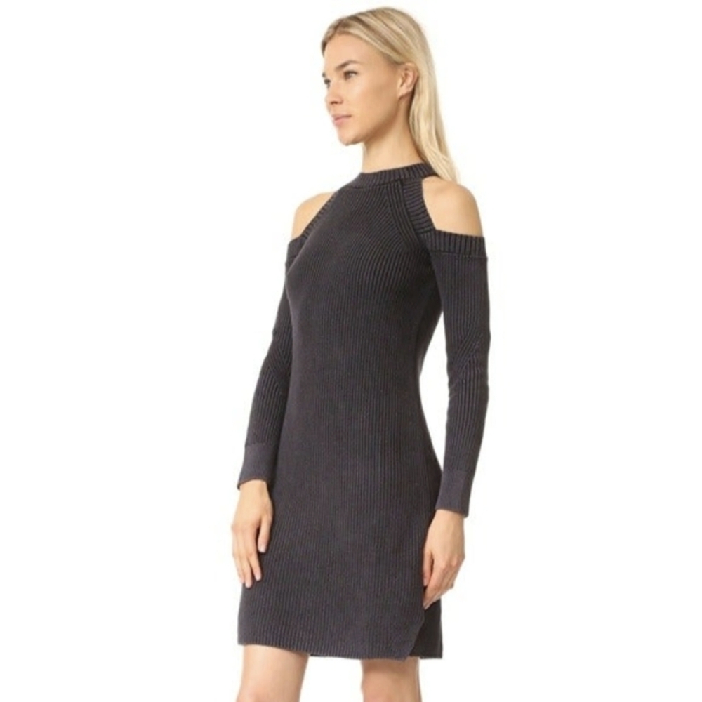 Rag & Bone Dana Cold Shoulder Sweater Dress in Black Fade